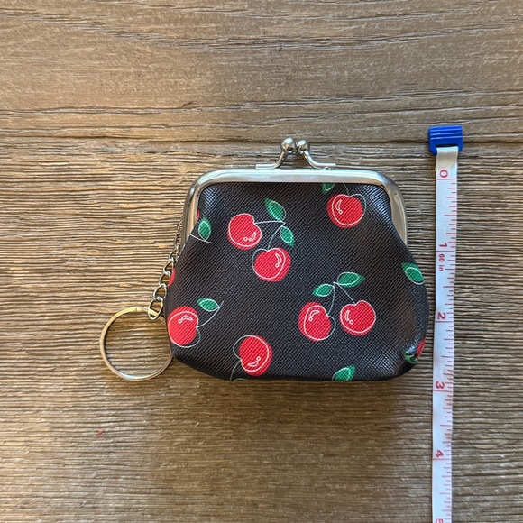 Cherry Print Coin Purse with Keychain - Picture 7 of 7